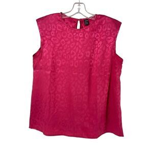 Barbie Pink Leopard Print Shoulder Pad Sleeveless Top Size 6 Satin Shein Brand
